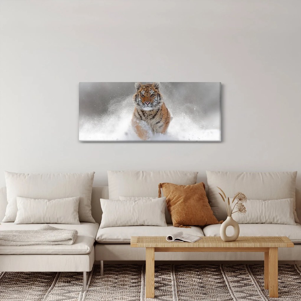 Tablou cutigru fugind prin zăpadă (120x50 cm)