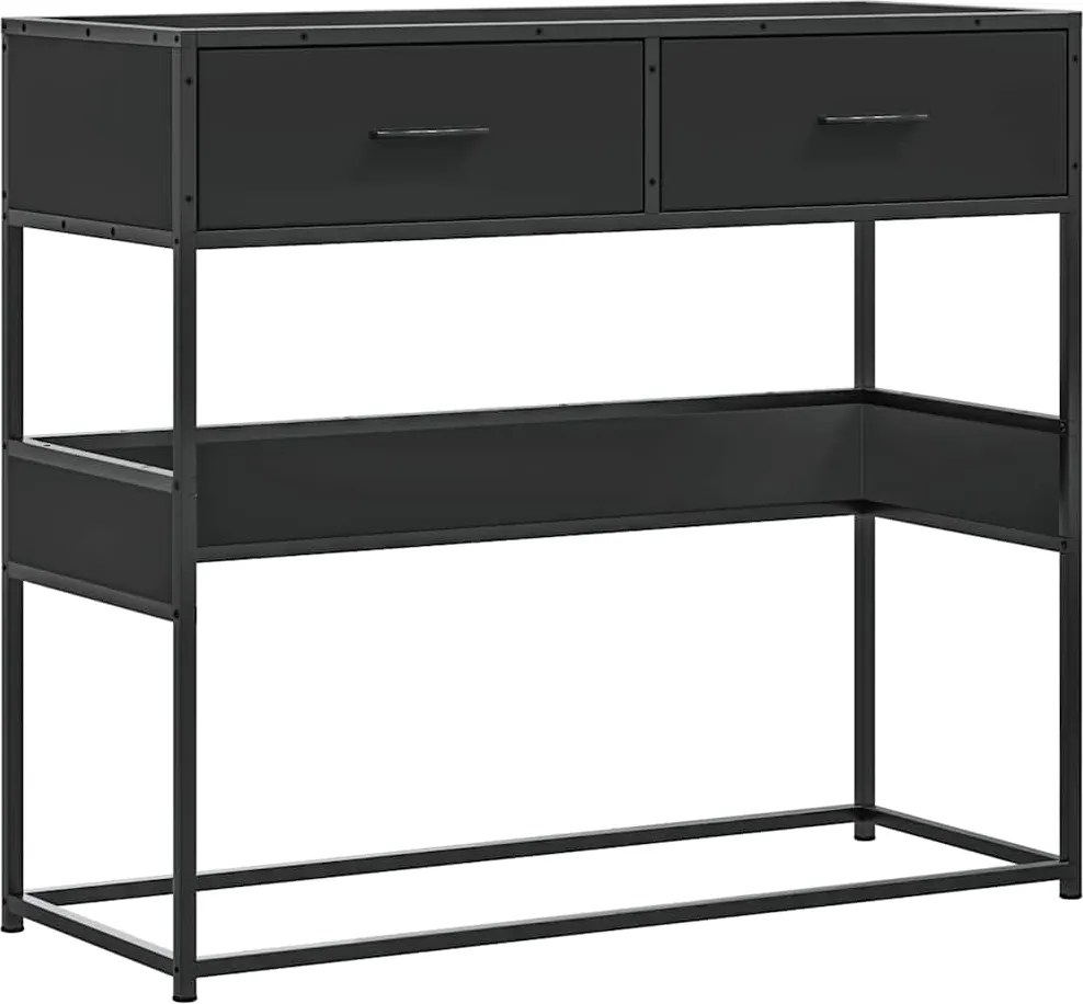 vidaXL Măsuță consolă, negru, 90x35x80 cm, lemn prelucrat