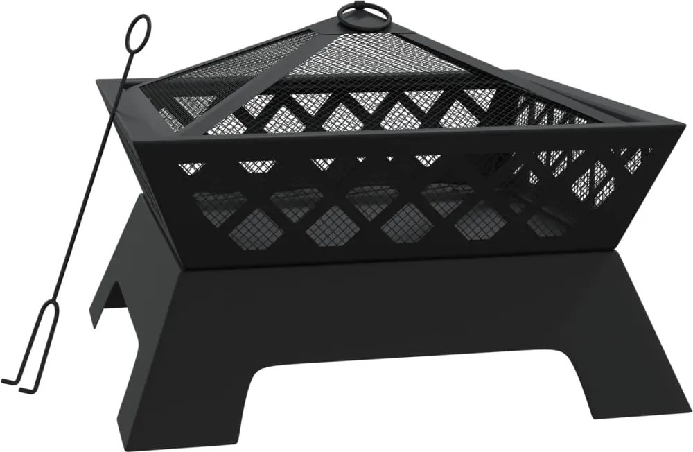 vidaXL Vatră de foc cu vătrai, 50 cm, oțel, XXL