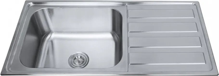 Chiuveta inox Inter Ceramic Tampico cu o cuva si picurator dreapta finisaj inox lucios 100x50 cm