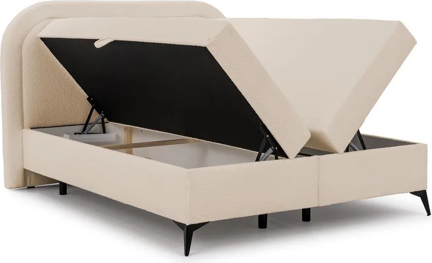 Pat boxspring bej cu spațiu de depozitare 180x200 cm Ornes – Ropez