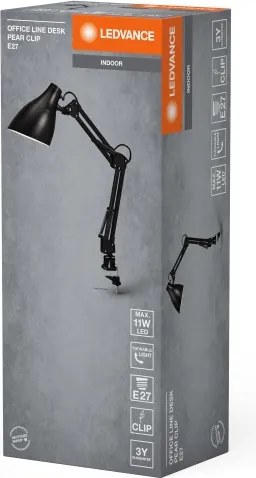 Ledvance - Lampă de birou cu clemă OFFICE LINE 1xE27/11W/230V neagră