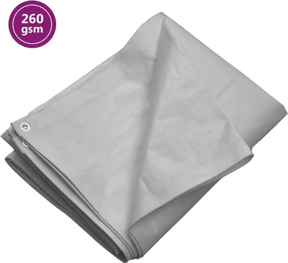 vidaXL Prelată 260 g/m², gri, 4x6 m, HDPE