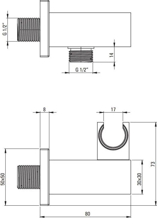 Conexiune pătrată unghiulară cu un suport pentru receptor finisaj negru NAC_N58K
