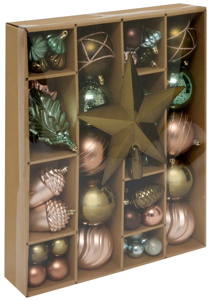 Set de globuri și decorațiuni de Crăciun, 60 de bucăți