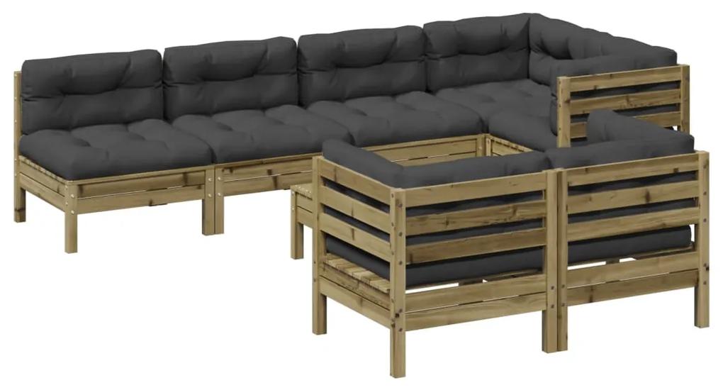 3299352 vidaXL Set canapea de grădină cu perne, 8 piese, lemn de pin tratat
