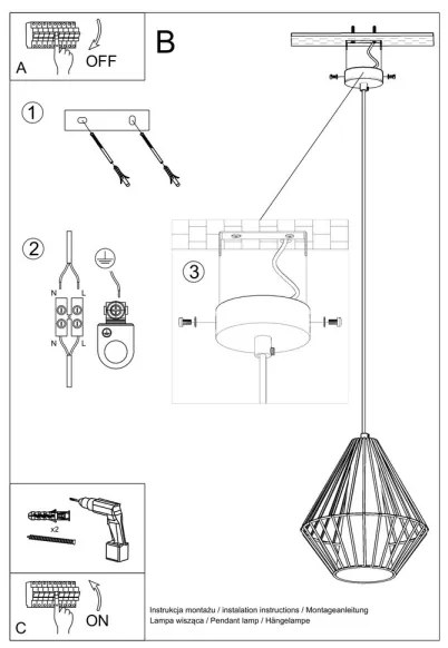 Lustră pe cablu DEMI 1xE27/60W/230V alb