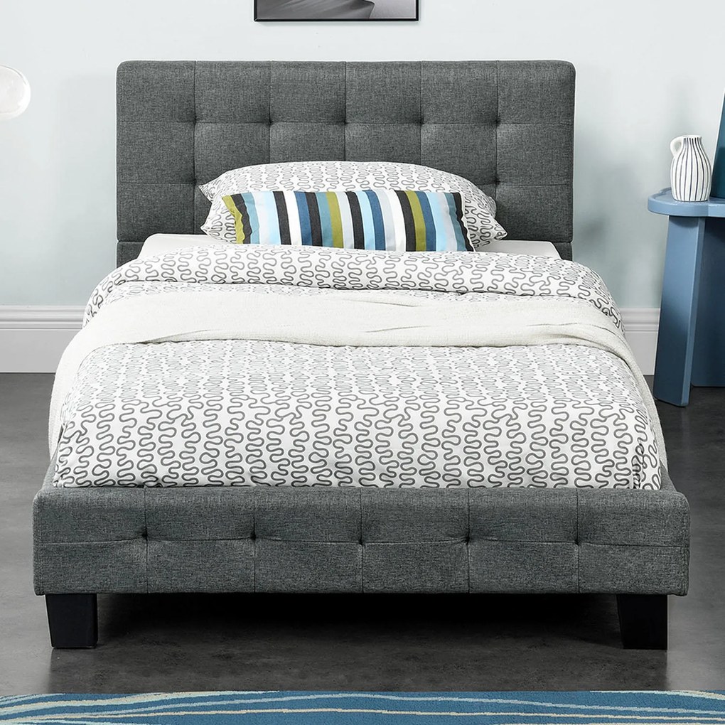 Pat tapiţat Manresa 90 x 200 cm - gri