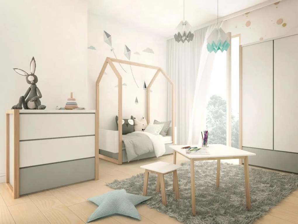 Pat copii casuta Pinette 70x140 cm
