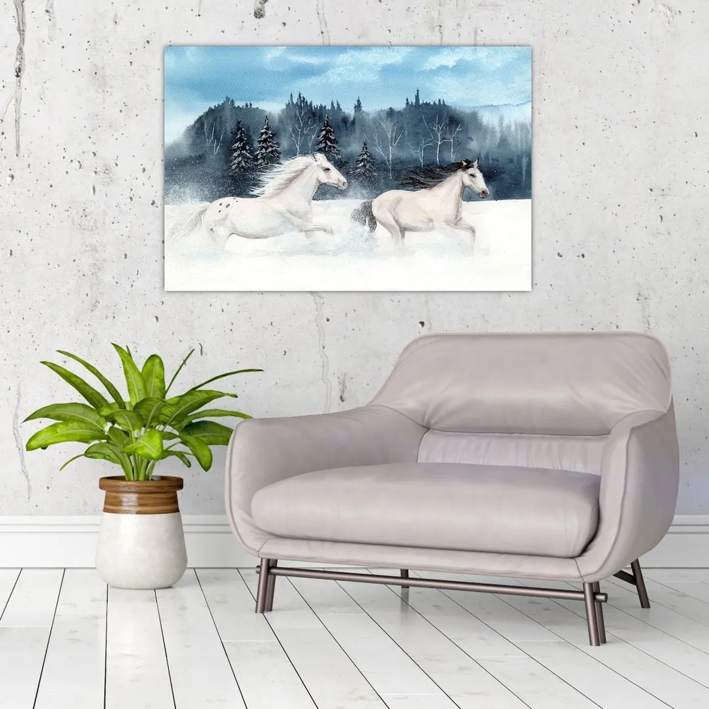 Tablou cu caii pictați (90x60 cm)
