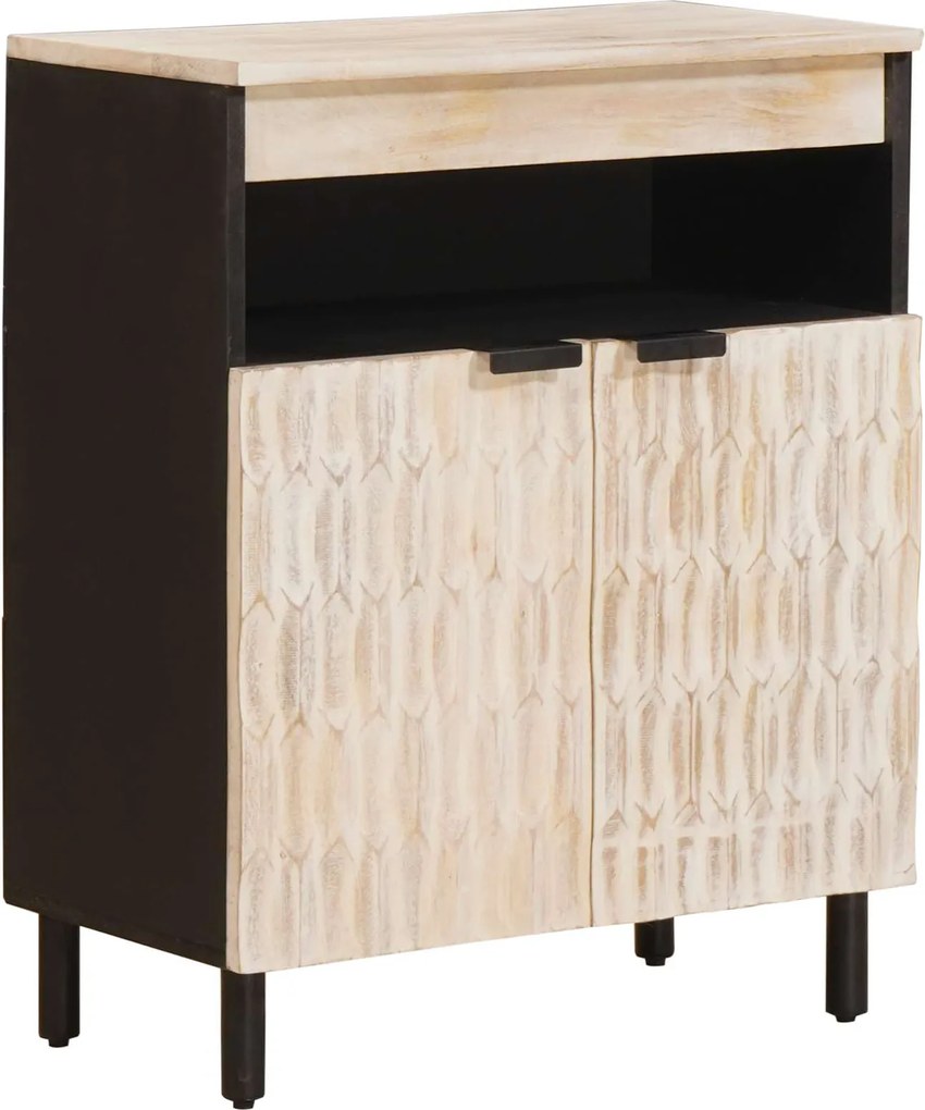 vidaXL Bufet Finisaj Alb Spălat 60 x 33 x 75 cm Lemn de mango solid