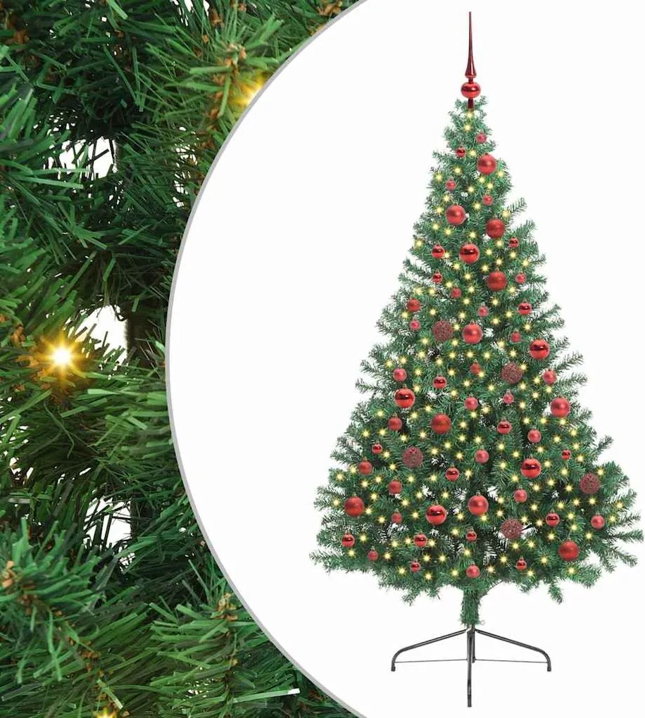 vidaXL Pom de Crăciun artificial pre-iluminat Verde 180 cm PVC