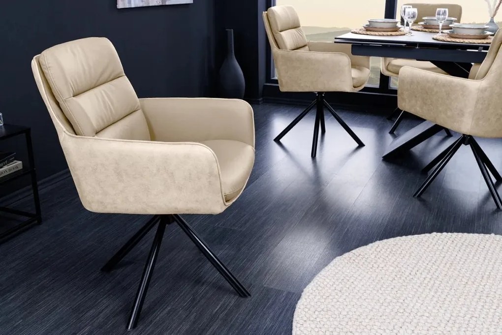 Set de 2 scaune pivotante Big George piele si microfibra bej