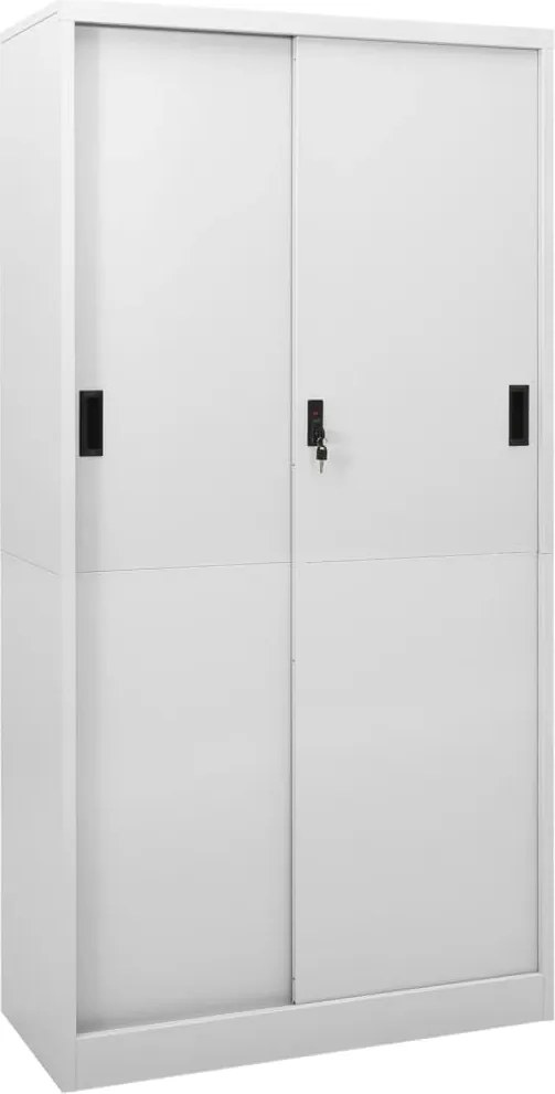 vidaXL Dulap de birou cu ușă glisantă, gri deschis, 90x40x180 cm, oțel