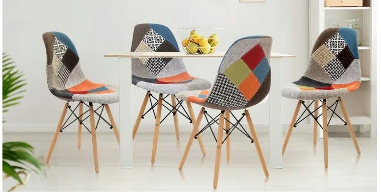 ShopJK SCAUN PATCHWORK MULTICOLOR, STILUL SCANDINAV
