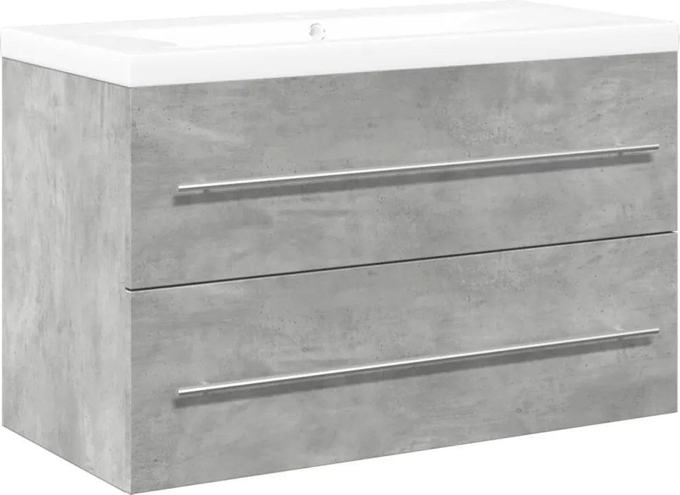vidaXL Set mobilier de baie, 2 piese, gri beton, lemn compozit
