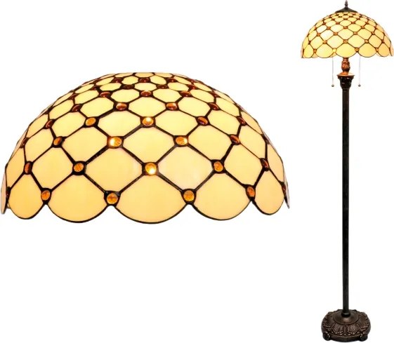 BRILAGI - Tiffany lampă de podea cu vitralii IVORY SMOOTH 2xE27/60W/230V