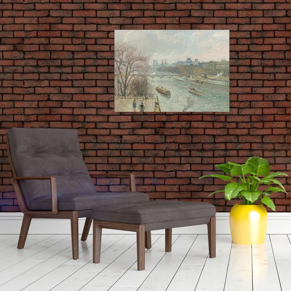 Tablou - Camille Pissarro, The Louvre, Afternoon, Rainy Weather, reproducere (70x50 cm)