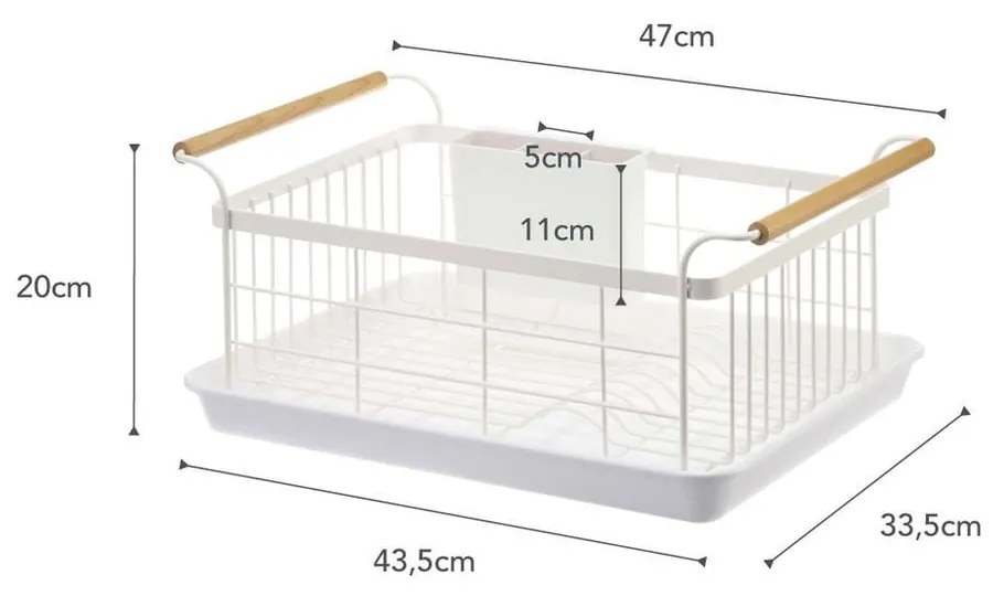 Suport pentru scurs vase cu detalii din lemn de fag YAMAZAKI Tosca