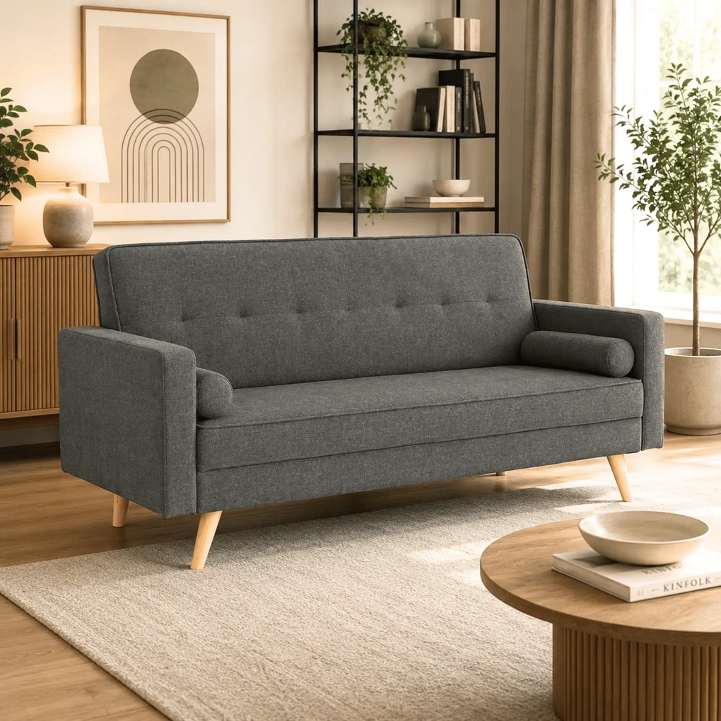 Canapea extensibilă, material gri, OTISA