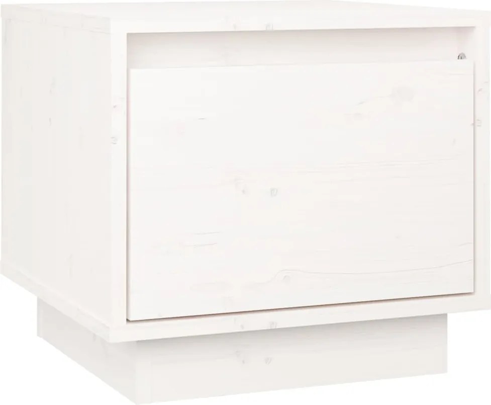 vidaXL Noptieră, alb, 35x34x32 cm, lemn masiv de pin