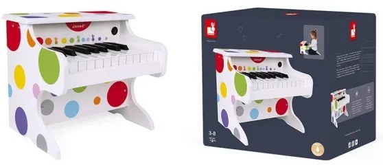 Janod - Pian electronic CONFETTI, alimentare 4xAA