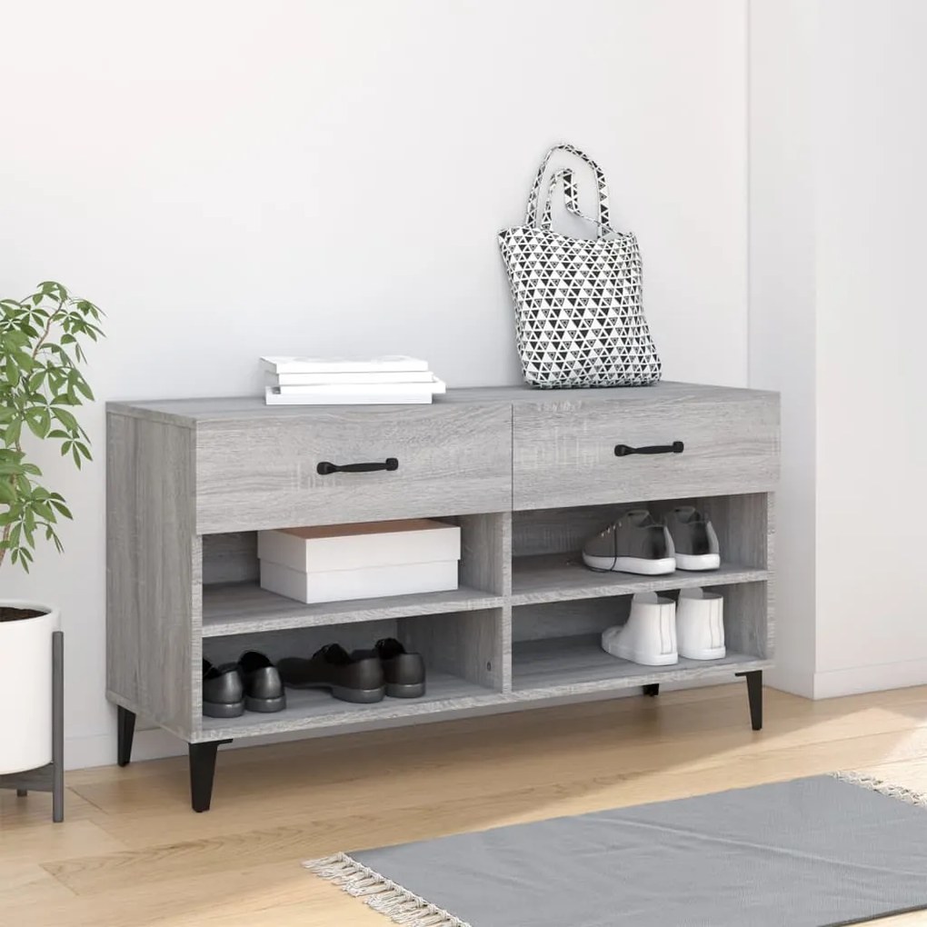 vidaXL Pantofar, gri sonoma, 102x35x55 cm, lemn compozit