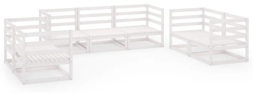 3075450 vidaXL Set mobilier de grădină, 7 piese, alb, lemn masiv de pin