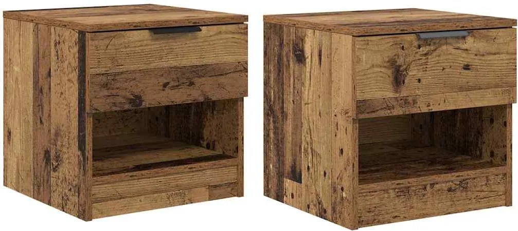 vidaXL Dulap de pat 2 pcs Lemn vechi 40 x 39 x 40cm Lemn compozit