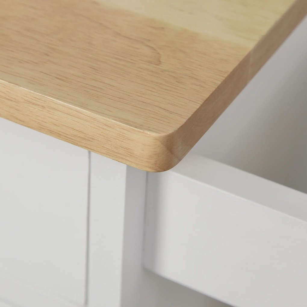 HOMCOM Cărucior de servire - cărucior pentru bucătărie pe roți - sertar, dulap, suport pentru prosoape - alb | Aosom Romania