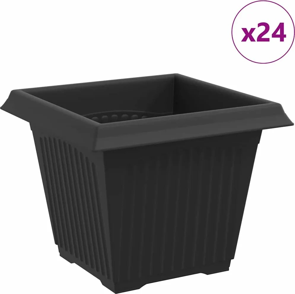 vidaXL Vază pătrată pentru flori 24 pcs Negru 20 x 20 x 16 cm Plastic
