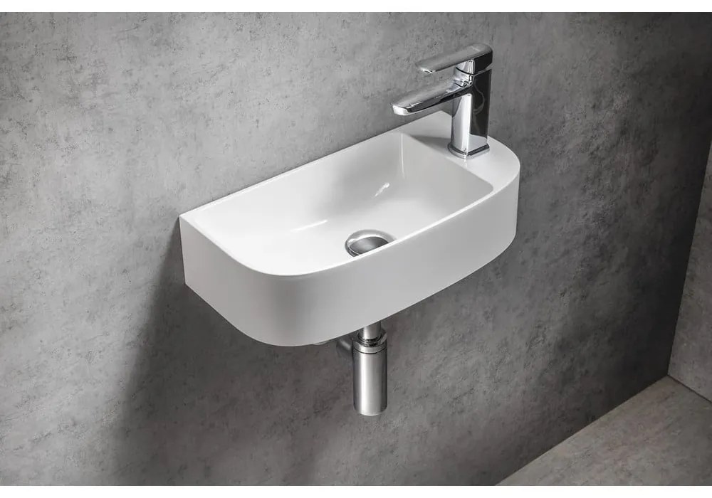 Chiuvetă mică pentru WC albă din compozit mineral 44x22 cm Alga – Sapho