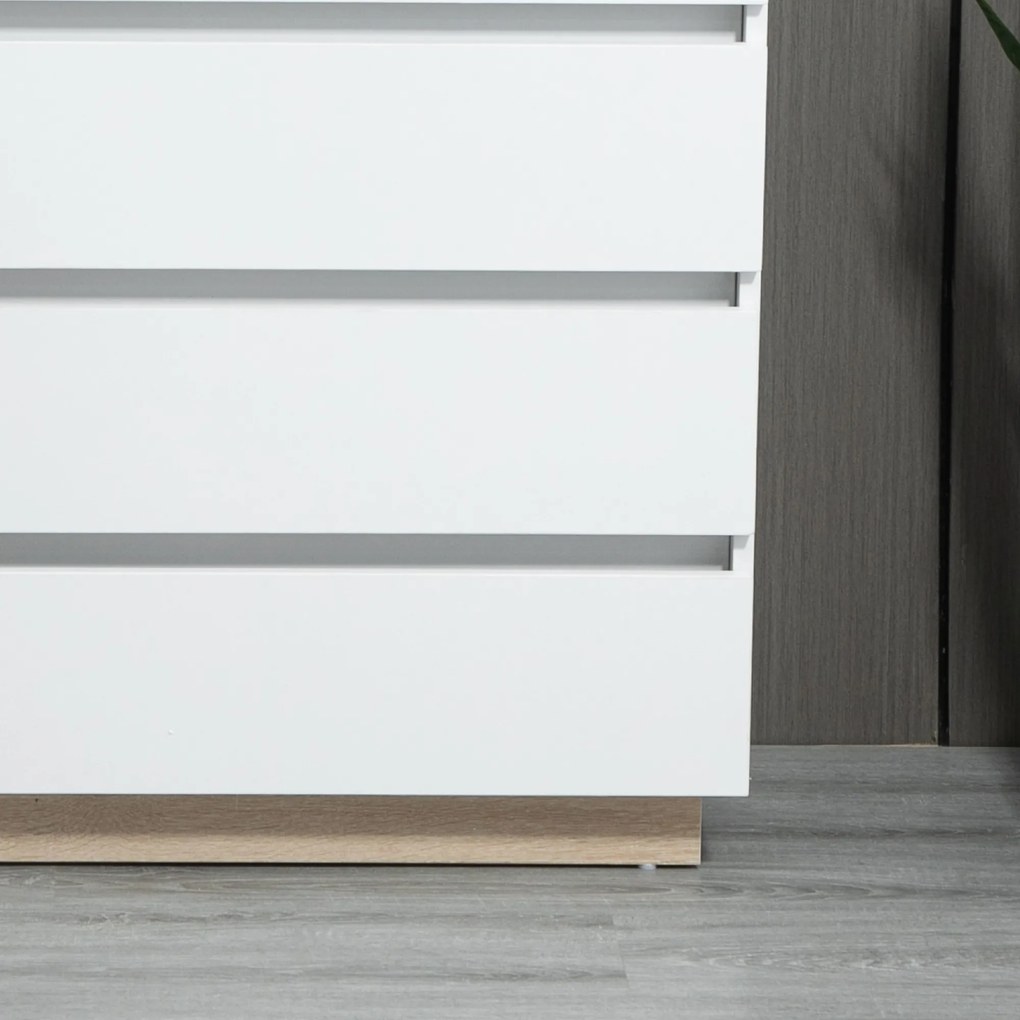 HOMCOM Comodă cu 5 Sertare din Lemn, Comodă pentru Dormitor cu Dispozitiv Anti-Răsturnare, 80x40x109 cm, Alb | Aosom Romania