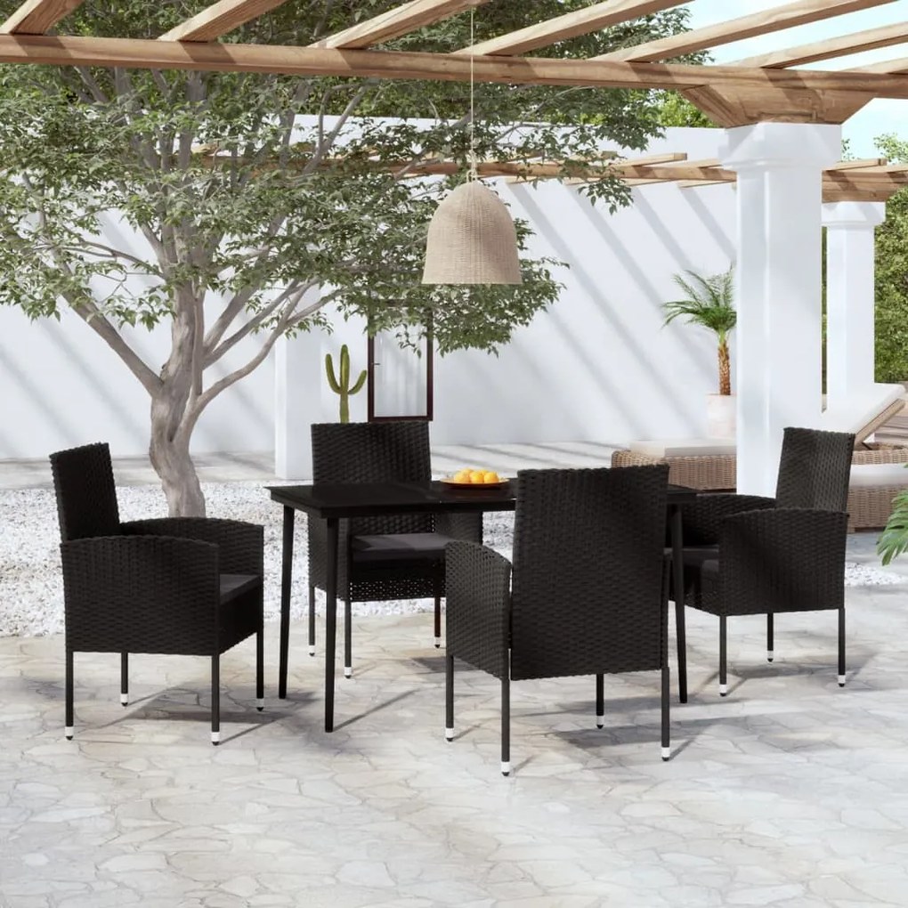 3099633 vidaXL Set de servit masa pentru grădină, 5 piese, negru