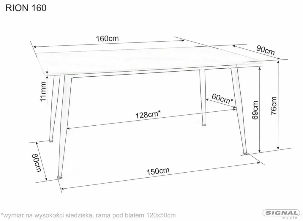 Masa Rion gri/negru L160x90 cm