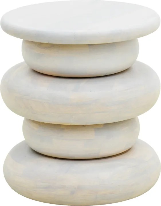 Masuta Laterala Rotunda Calina Lemn Masiv De Mango Alb D40x45 Cm