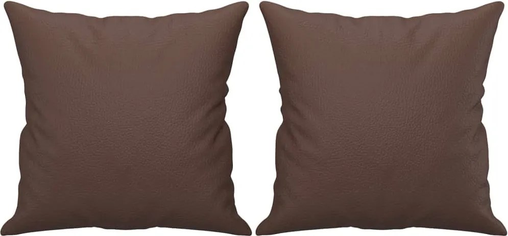 vidaXL Perne decorative, 2 buc., maro, 40x40 cm, piele ecologică