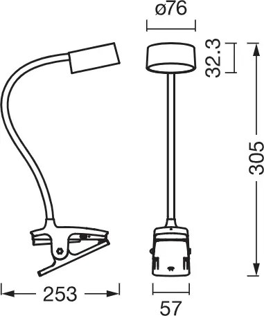 Osram - Lampă de birou LED reglabilă cu clemă OFFICE LINE LED/4,8W/230V neagră