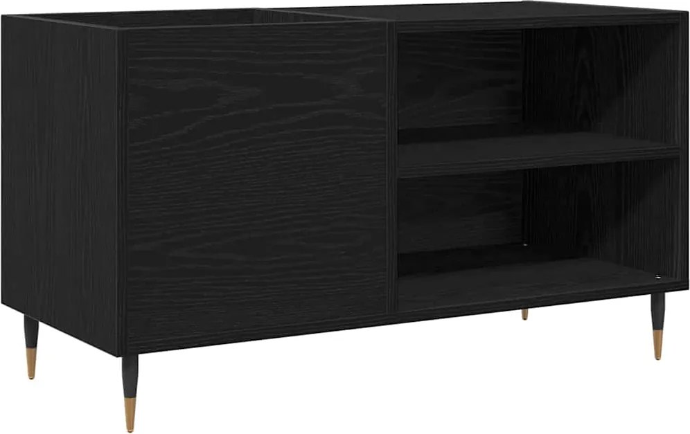 vidaXL Dulap pentru discuri de vinil Stejar Negru 85 x 38 x 48 cm