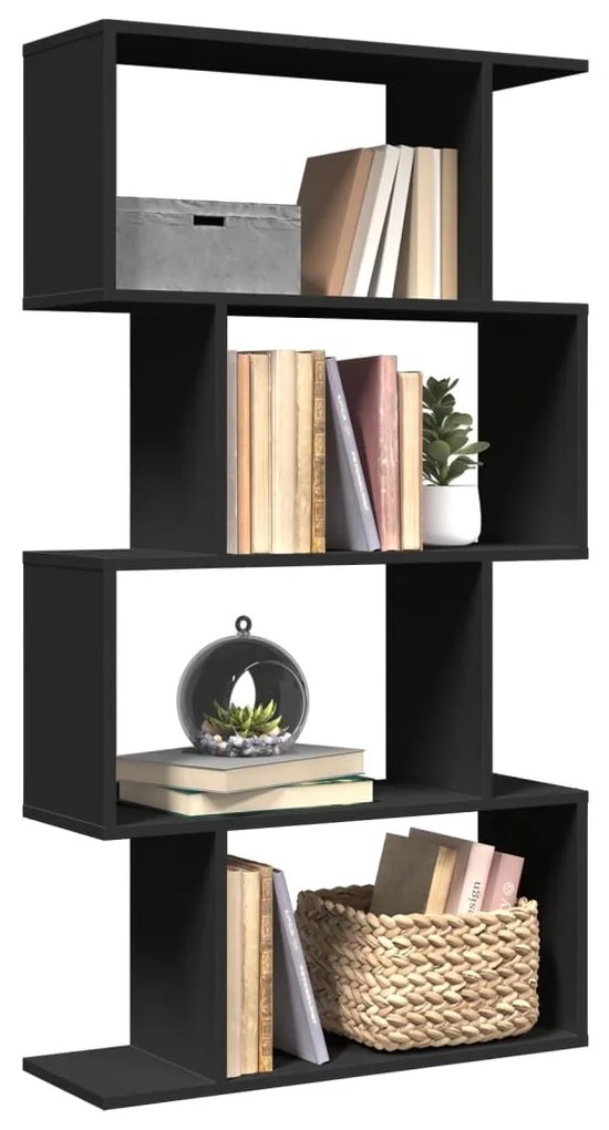 vidaXL Bibliotecă/separator cameră 4 niveluri negru 70x24x129 cm, lemn