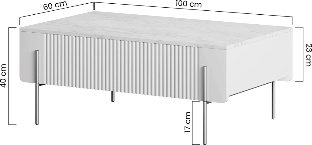 Măsuță de cafea cu sertare Malmi 100 cm - cașmir / picioare aurii