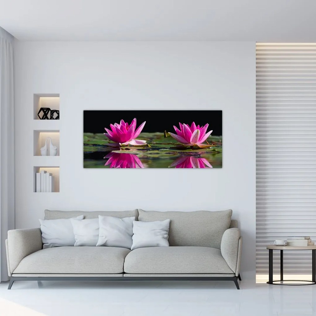 Tablou - Nuferi pe apă (120x50 cm)