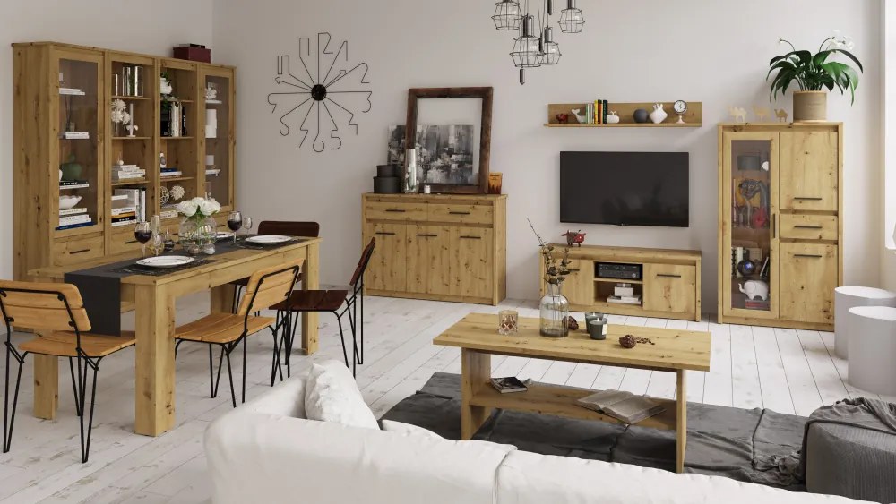 Masă TV 2D/125, stejar Artisan, AIRON