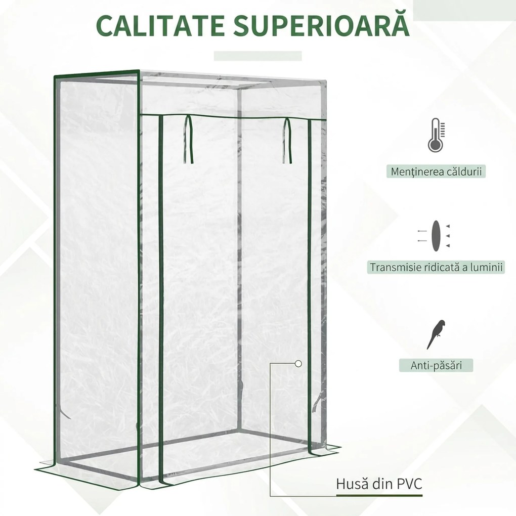 Outsunny Seră pentru Balcon cu Ușă Rulabilă, 100x50x150 cm, Transparentă | Aosom Romania