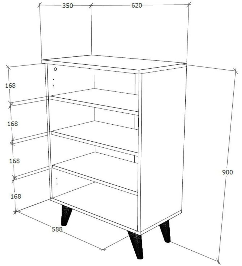 Pantofar Luton, 2 Usi, Alb, 62 x 35 x 90 cm