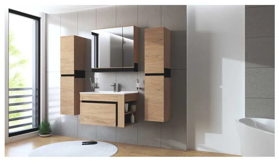 Dulap sub lavoar Stokes 80 cm, stejar auriu
