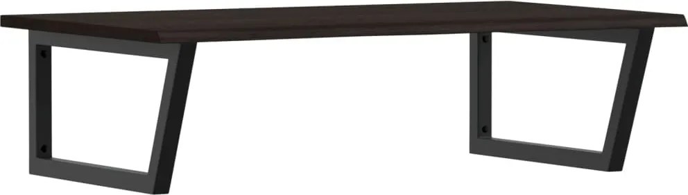 vidaXL Raft pentru lavoar montat pe perete, oțel și lemn masiv stejar