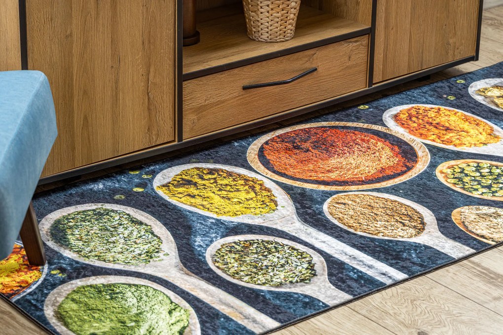 ANDRE 53240 covor lavabil linguri, condimente bucatarie, anti-alunecare - gri / bej