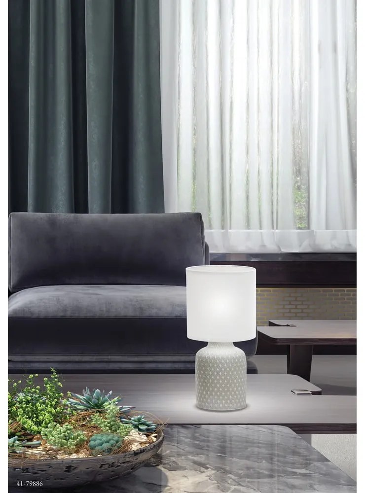 Veioză gri cu abajur textil (înălțime 32 cm) Iner – Candellux Lighting