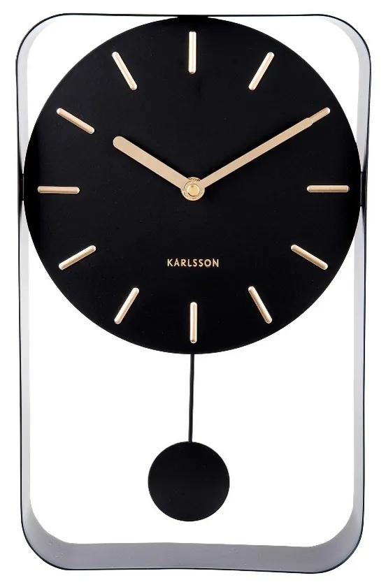 Ceas de perete cu pendul Karlsson KA5796BK de design, 33 cm